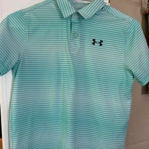 Boys Under Armour short sleeve Polo - Striped - VGUC